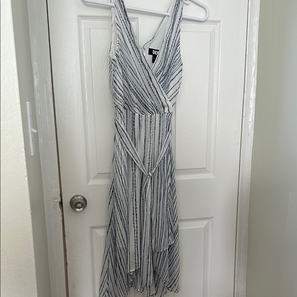 DKNY Women's Striped Dress - Black and White